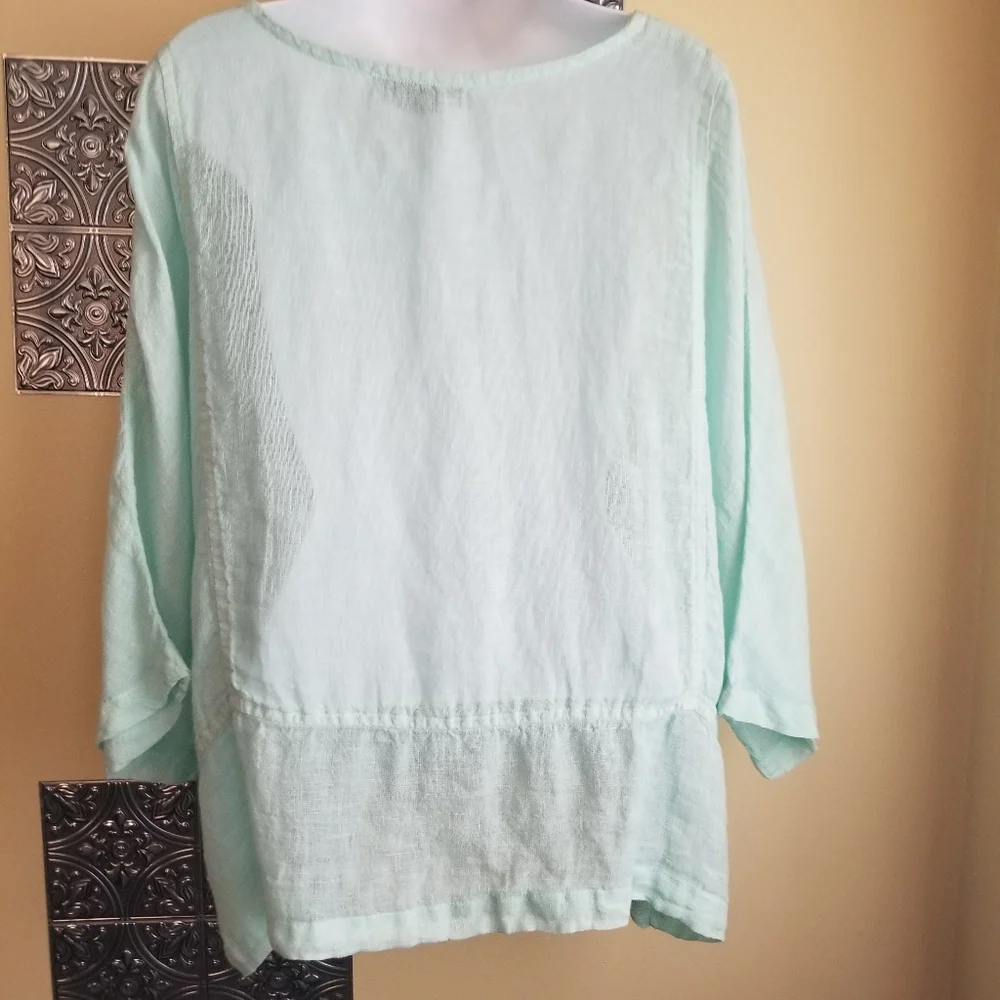 Haris Cotton Made in Greece Oversized 100% Linen Pullover Top Sz L - Picture 6 of 7